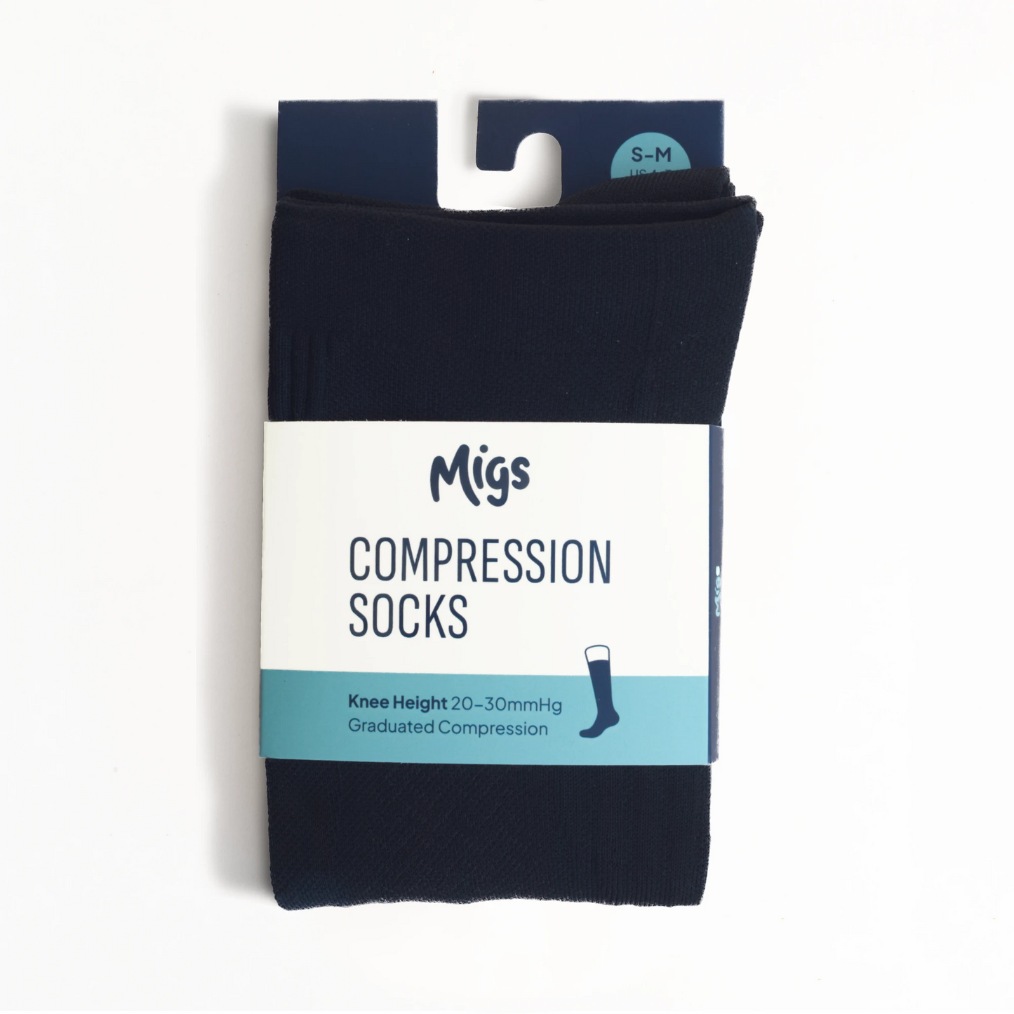 White Compression Socks - Black